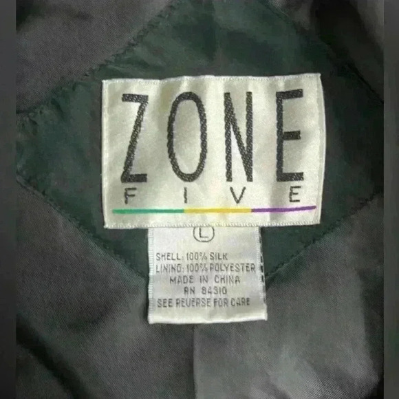 Vintage 80s 90s Zone Five 100% Silk Retro Jacket Women’s Full Zip Windbreaker L - Picture 6 of 11